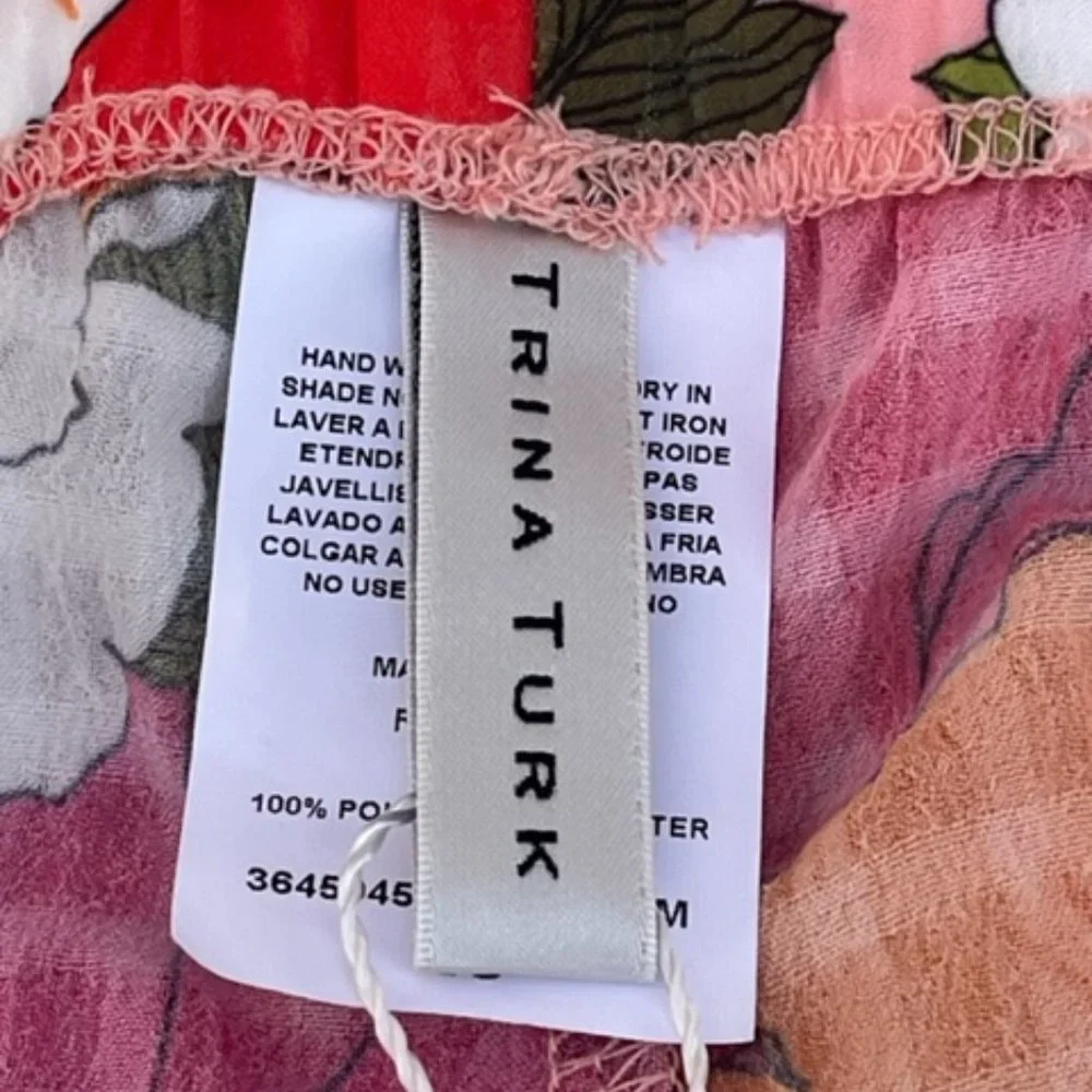 SOLD TRINA TURK NWT Women's SUNNY BLOOM Slit Pant Cover Up Multi Floral Print L - Picture 11 of 13